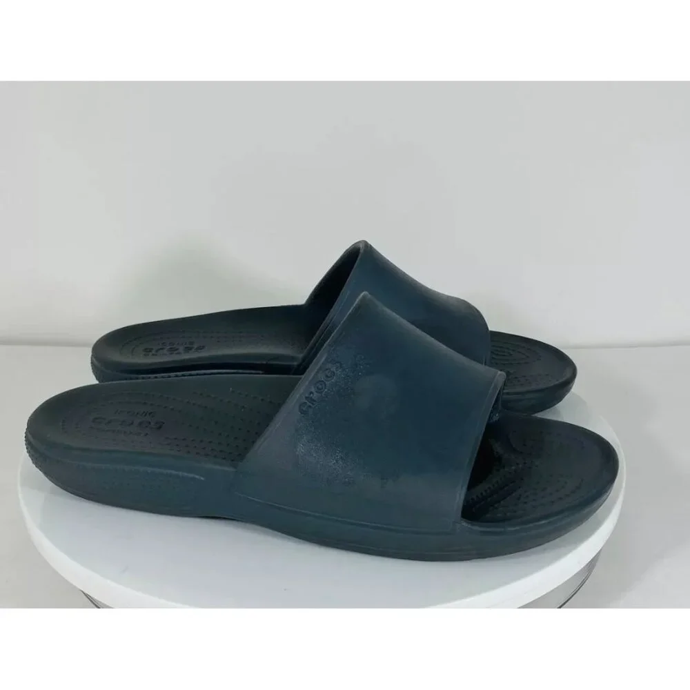 Crocs Comfort Slide Sandals Womens 9 Gray Band Slip On Active‎ Resortwear Gym